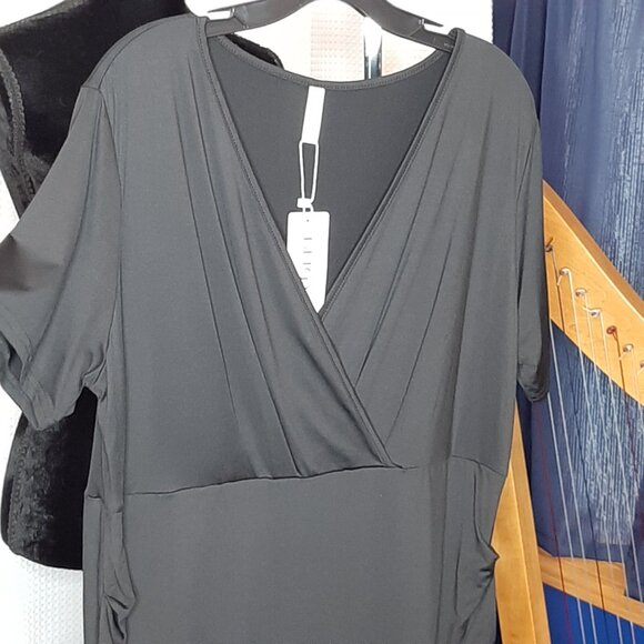 NWT!! Beigai Ruched BLACK Asymmetrical Dress - Picture 1 of 8